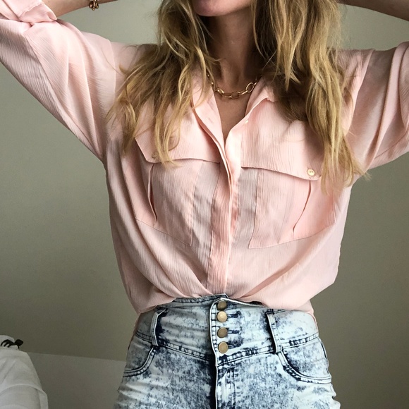 💲⬇️ VINTAGE/ textured pocket boxy blouse - Picture 3 of 10